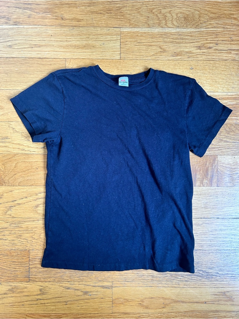 RE/DONE Black Solid Crew Neck Short Sleeve Cotton Knit T-Shirt Size XS